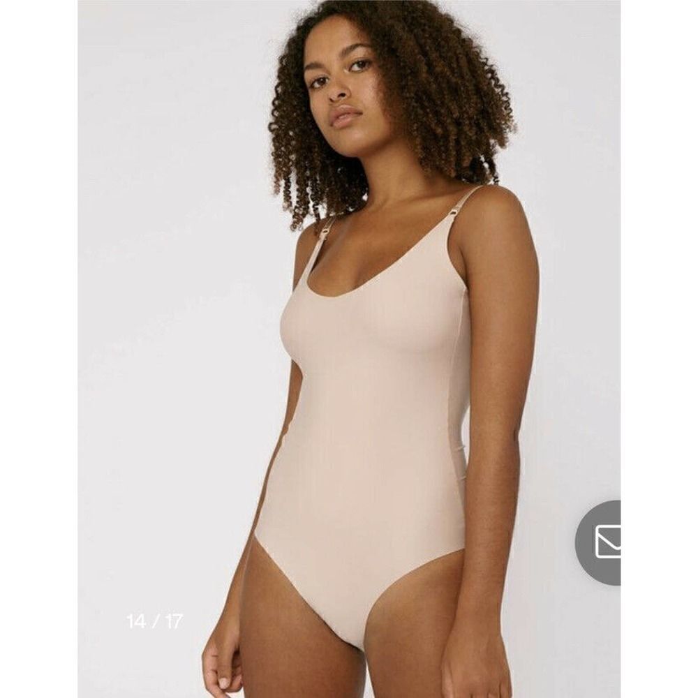 Organic Basics Women's Invisible Cheeky Bodysuit in white ivory size small